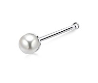 3mm Pearl Silver Bone Nose Stud NSKD-149p